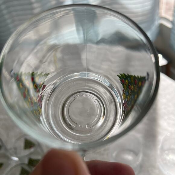 4 Vintage 1985 Luminarc Christmas Tree Glass Coffee Mugs 3 1/2” Tall Holiday - Picture 4 of 5